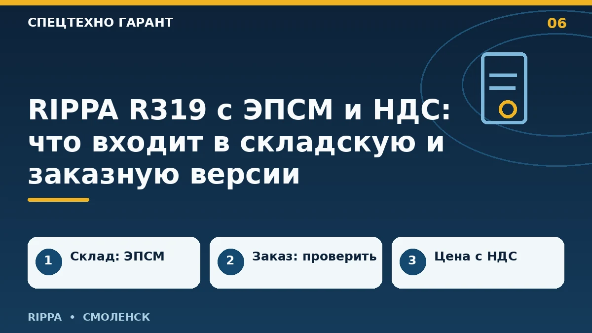 Инфографика: rippa r319 с эпсм и ндс: что входит в складскую и заказную версии; склад: эпсм, заказ: проверить, цена с ндс